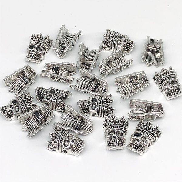 

20pcs lot skull head beads silver plated beads 1116mm jewelry findings components animal beads crown metal vintage wmtpcc bdesybag, Bronze;silver