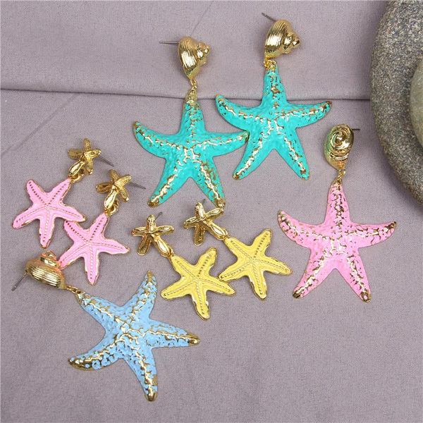 

Starfish Earrings Drop Earring For Women Gold Cowrie Shell Earrings Fashion Geometric Dangle Earring Wedding Statement Jewelry, Silver
