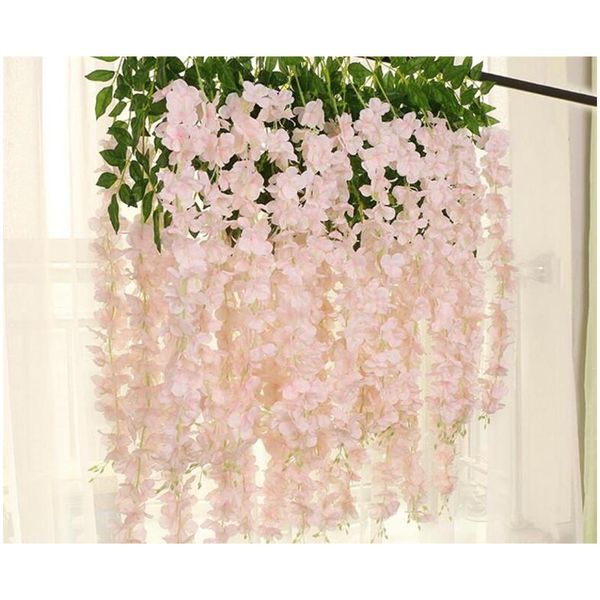 

110cm dense wisteria flower artificial silk flower vine elegant wisteria vine rattan for wedding garden home jllcjn lucky2005