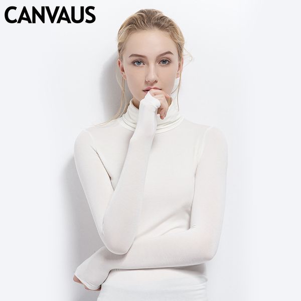 

european station large size women's autumn long sleeve t-shirt female solid color high collar modal bottoming shirt female autumn f325a, White