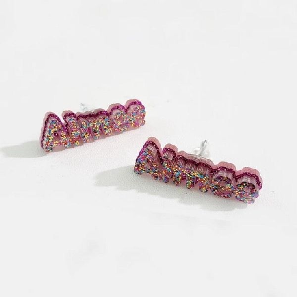 

stud lateefah s personality custom name earrings acrylic earring fashion jewelry for women & men gifts, Golden;silver