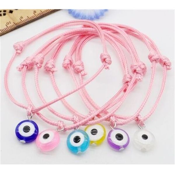 

100pcs/lot mixed lucky hamsa string evil eye red wax cord adjustable bracelet diy jewelry, Golden;silver
