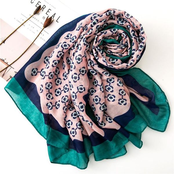 

2021 new fashion small flower print scarves and shawl women floral print muslim scarf wrap hijab 3 color 10pcs/lot wholesale, Blue;gray