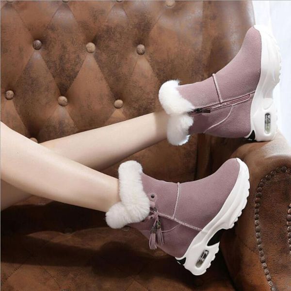 

boots winter snow women shoes woman ankle thick increased 2021 warm comfortable casual1, Black