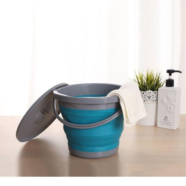 

5l folding thicker sile buckets for kitchen bathroom storage buckets outdoor camping car wash bucket fishing sil bbywqh