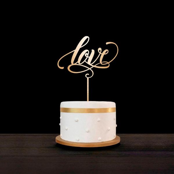 

other festive & party supplies engagement wood cake er laser out "love" custom gold mirror acrylic wedding anniversary