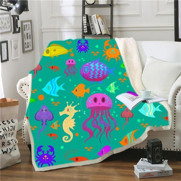 

marine life seahorse throw blanket soft cozy sherpa plush fluffy fuzzy big small large couch blanket bedroom decor kids gifts1