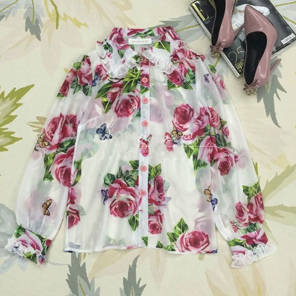 

korean blusas shein de shirt sale rayon women 2020 chiffon wood moda rose zanzea printed butterfly ear petal sleeve mujer mmlus