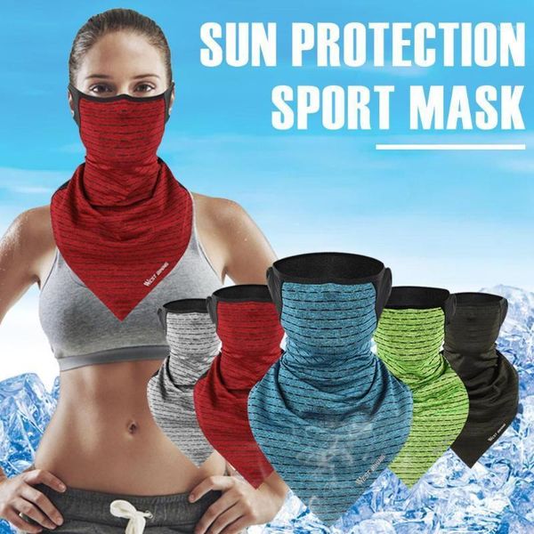 

cycling caps & masks ice silk scarf ear loops neck gaiter uv protection dust-proof bandana face mask1, Black