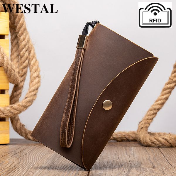 

westal men's leather wallets male clutch genuine leather long wallet for men hasp men's clutch bag money bag purse for men 7326, Red;black