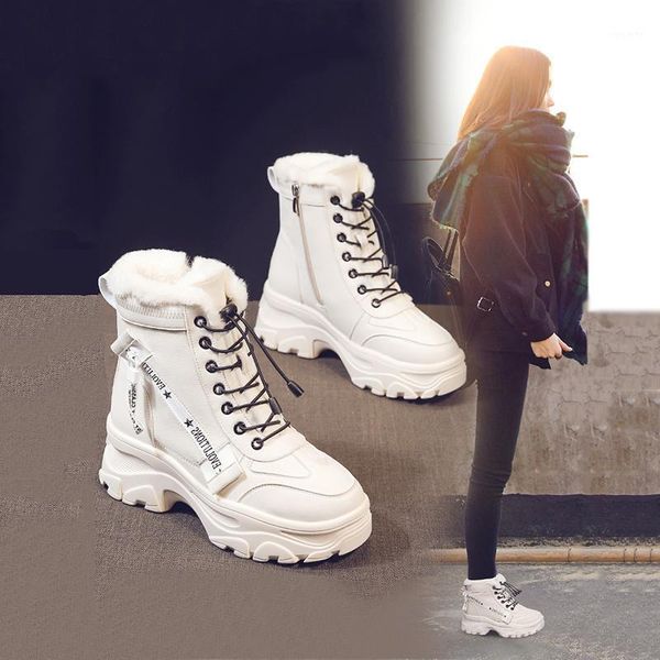 

swyivy microfiber winter shoes women short plush warm 2020 white ankle boots for women shoes platform boots womens snow booties1, Black