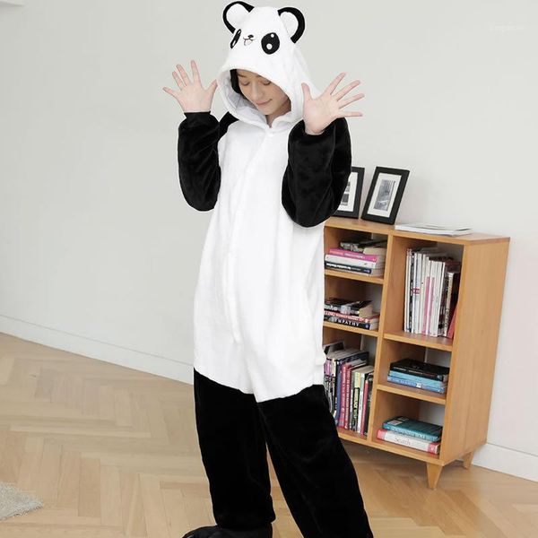 

adults animal pajamas anime onesie panda flannel cartoon cute warm cosplay sleepwear1, Black;red