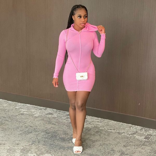 

casual dresses women fashion hooded mini dress long sleeve bodycon party club outfits winter fall birthday clothes, Black;gray