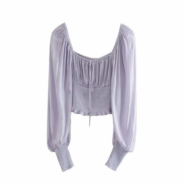 

2021 new sell pass style autumn europe and the united states women's long female french lantern sleeve shirt tx84, White