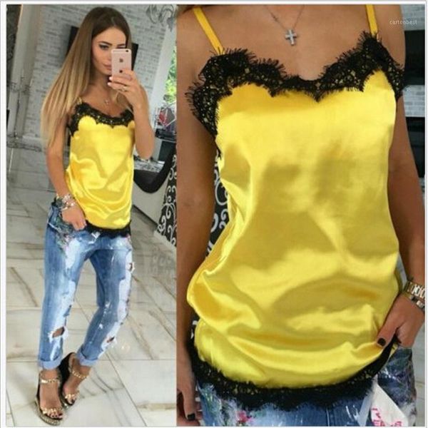 

camisoles & tanks 2021 summer camis women off the shoulder lace hem colorful basic spaghetti strap female inside wear clothing lady 8011731, Black;white