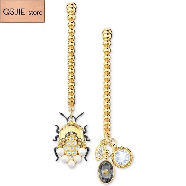 

qsjie swa elegant temperament new asymmetric women's christmas earrings fashion jewelry, Golden;silver