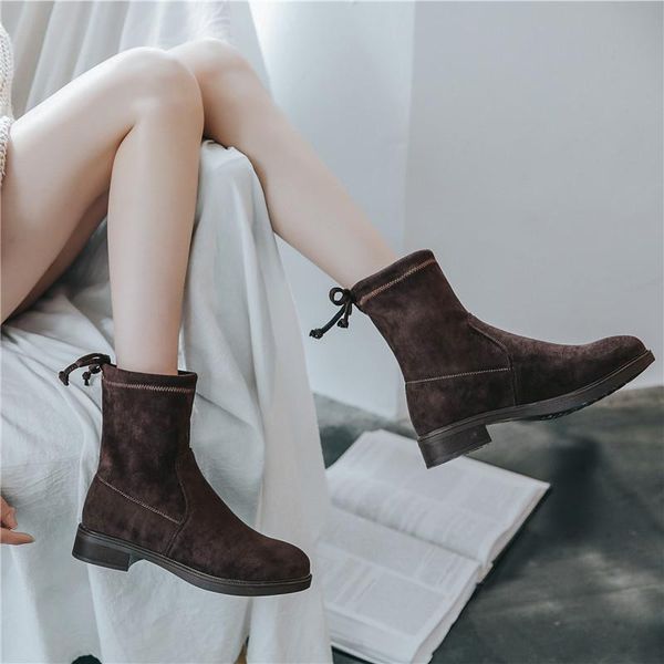 

botas mujer shoes women autumn elasticity boots fashion brand chaussures femme ankle boots ladies footware, Black