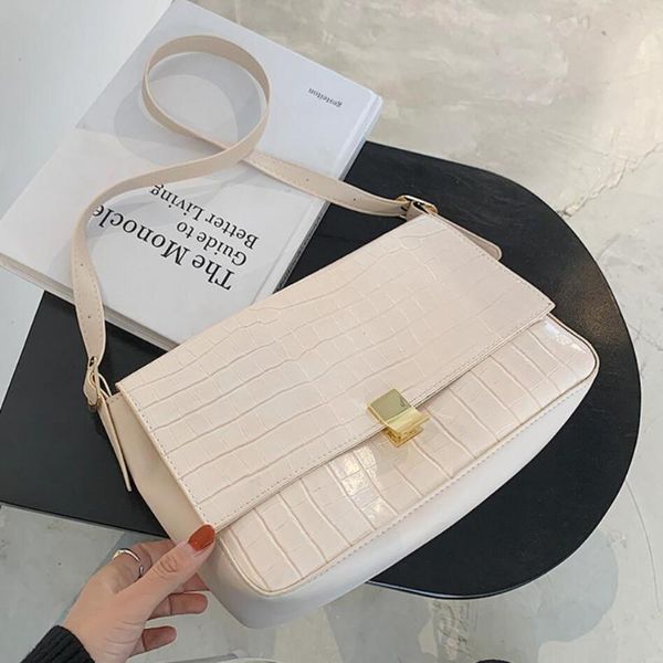 

cross body crocodile pattern square armpit bag 2021 quality pu leather women's designer handbag high capacity shoulder messenger