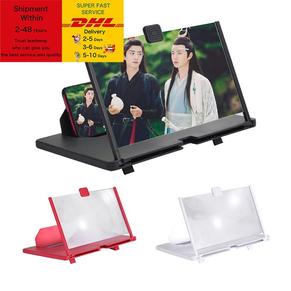 

12 inch 3d mobile phone screen magnifier hd video amplifier stand bracket with movie game magnifying folding phone desk holder dhl free