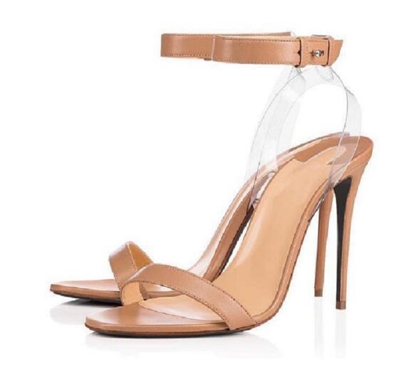 

red bottom sandals designer clear pvc crystals strap heels transparent women sandals party wedding fashion summer high heels shoes, Black