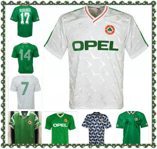 

ireland 1988 retro soccer jersey 88 90 stapleton mccarthy mcgrath houghton whelan kelly aldridge quinn vintage classic football shirt, Black;yellow