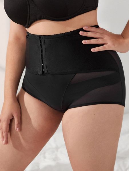 

plus contrast mesh shapewear shorts c0ng#, Black;white