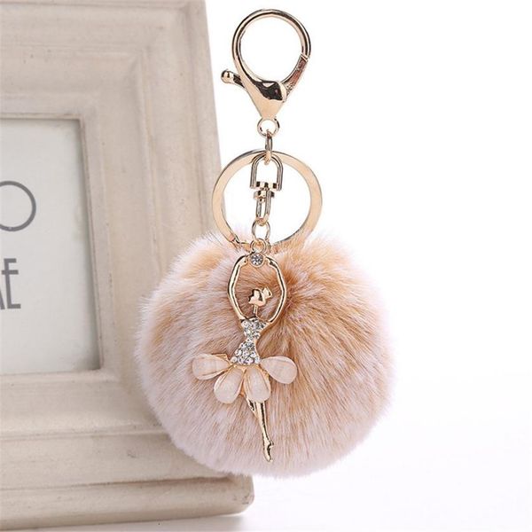 

gemixi 8cm cute dancing angel keychain pendant ring holder pompoms key chains gifts for women bag accessories 4.2lyct, Silver