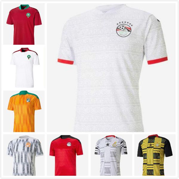 

new 2020 2021 egypt m.salah 10 salah ivory coast ghana morocco soccer jerseys 20 21 home away jersey football shirts, Black;yellow