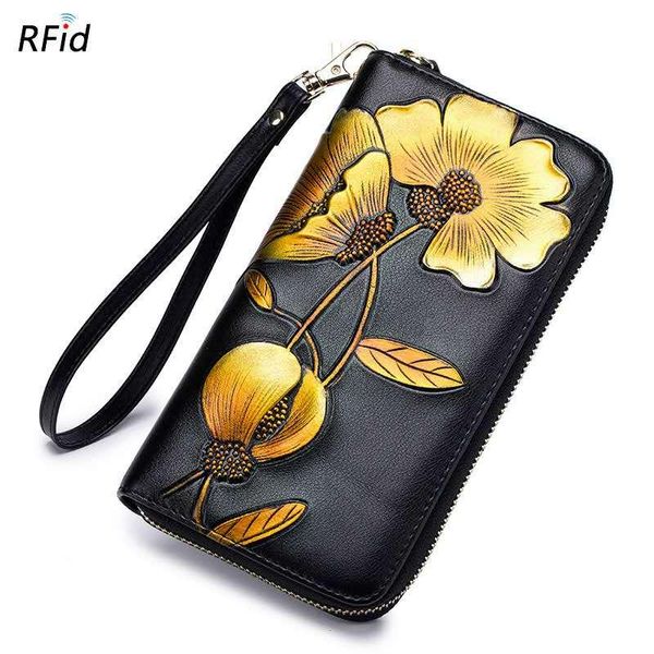 

leather wallet 2021 ladies designer wrist rfid anti-theft brush wallet ladies fashion personality retro europe and america handbag 100