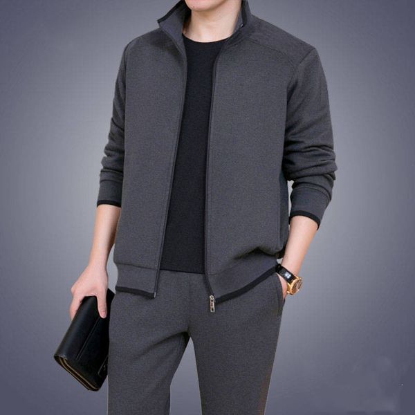 

middle aged old and autumn men's casual father's spring suit two piece sportswear, Gray