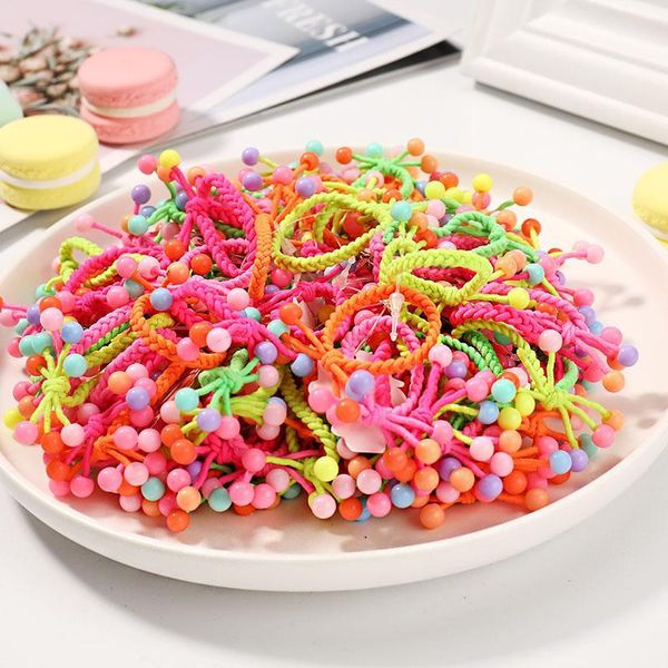 

hair accessories 10/20pcs/set girls cute colorful balls pearls elastic bands ponytail holder scrunchie tie gum fashion accessories1, Slivery;white