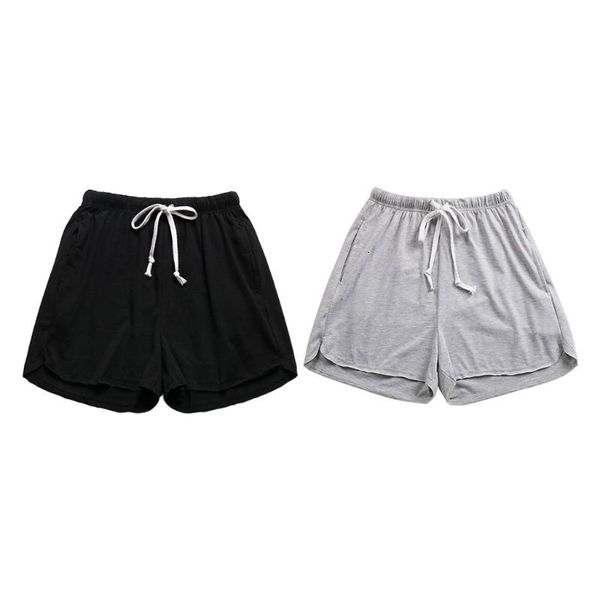 

women's summer sports drawstring elastic waist loose workout running solid color beach casual home board shorts, White;black