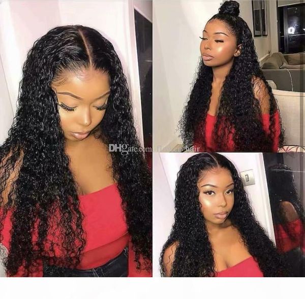

silk full lace wigs peruvian glueless lace front silk base wig deep curly silk base lace front human wigs for black women, Black;brown