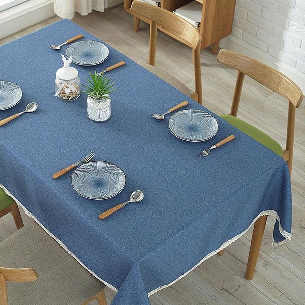 

2019 solid linen table cloth for l home 1pc modern table cover with lace dinner tea tablecloth tv hallway dustproof 8 colors bbywby