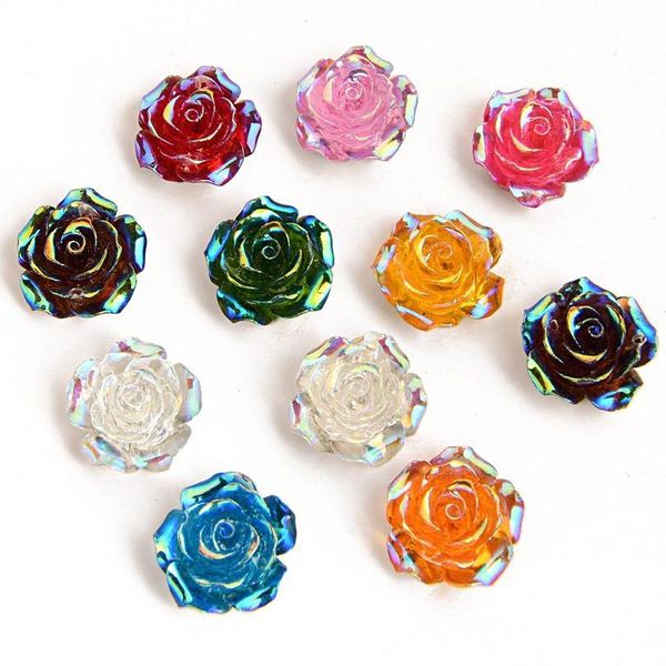 

boliao 10pcs flower shape resin 19*19 mm ab color flat back sew on bags/clothes home accessories decorat jllznx, Bronze;silver