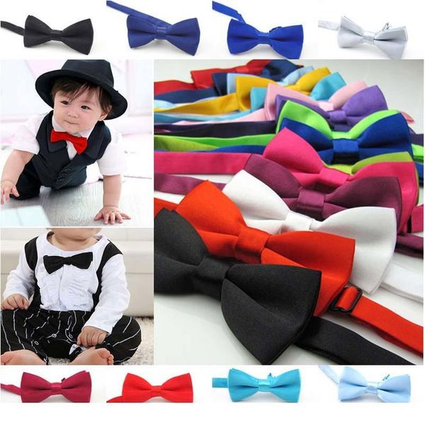 

adjustable new bow tie black satin prom solid pre-tied fancy kids boys wedding bowties bowtie childre qyliih, Black;gray