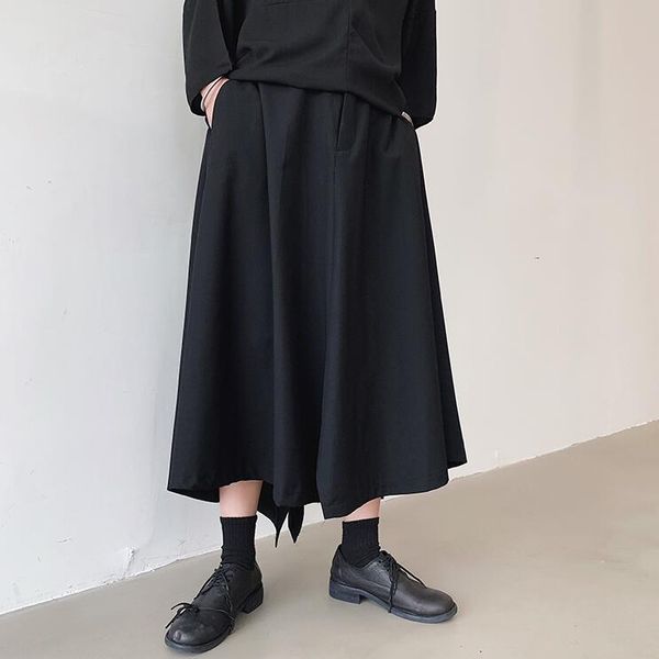 

summer style yamamoto rule wind is not dark men's design skirt pants loose new hair stylist casual pants cropped pants, Black