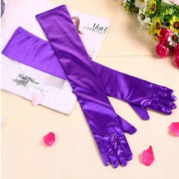 

opera length long hand gloves for wedding finger yellow purple bridal wedding gloves new arrival dance girls gloves st214 h jllltj, White