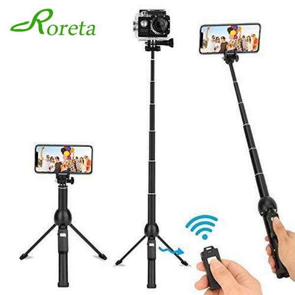

roreta wireless bluetooth selfie stick aluminum alloy tripod foldable handheld monopod with charging remote control