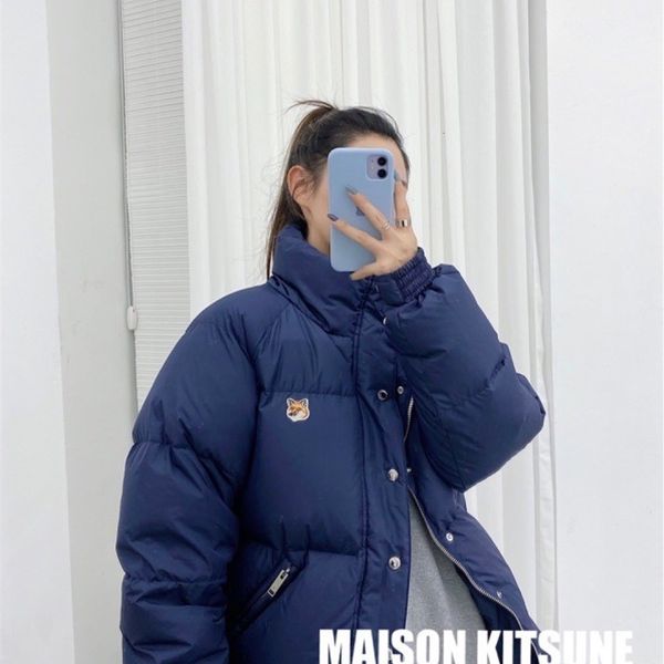 

autumn and winter 2020 new maison fox basic solid color couple down jacket, Black;green