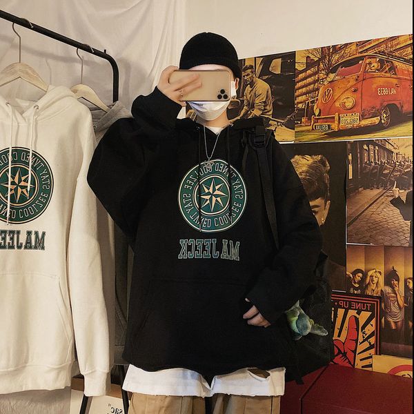

2021 new privathinker men's hooded warm hoodies autumn winter new graphic printed woman sweatshirts korean streetwear clothes jwht, Black