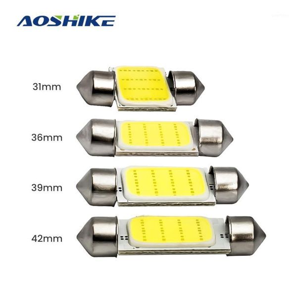

aoshike 1pcs c5w led 12smd cob festoon 31mm 36mm 39mm 41mm 12v white bulbs for cars license plate interior reading light 6500k1