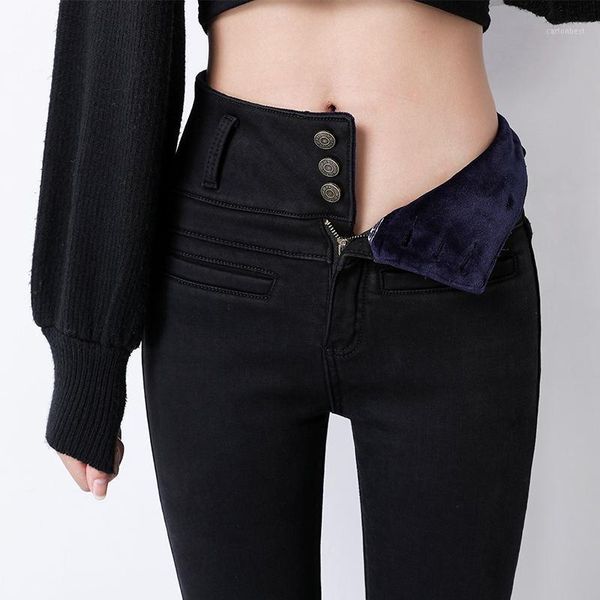 

women's jeans female denim pants winter warm casual velvet high waist stretch bottoms skinny jeggings for women trousers leggings1, Blue