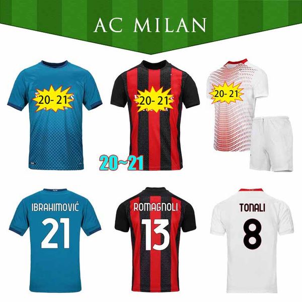 

20 21 ac milan soccer jerseys ibrahimovic 2021 rebic theo tonali football shirt romagnoli fans version calhanoglu men's kids kit, Black;yellow