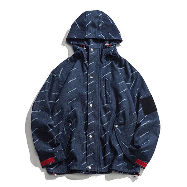 

2019 nieuwe japan stijl street мода повседневная печать маннен с капюшоном jacekts hoge kwaliteit rits mannelike boventkled streetwear, Gray