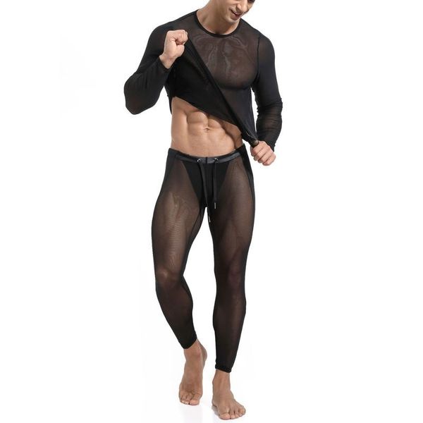 

tongbiao new mesh breathable men's sports suit long sleeve pants, Black