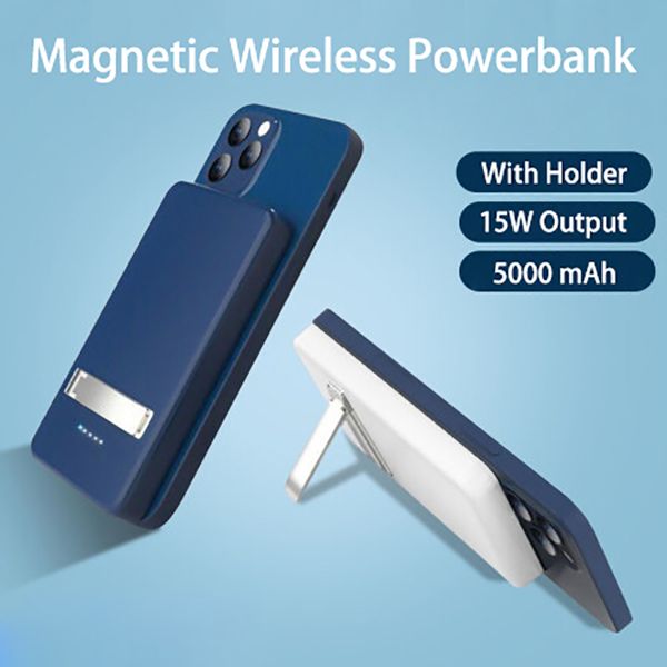 

2021 new cell phone magnetic wireless charging powerbank 5000mah for iphone 12 portable outdoor qi wireless charger power bank ing