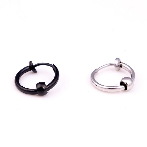 

women men round balls pendientes gold black titanium steel punk balls charms loop handles hoop huggie earrings jewelry, Golden;silver