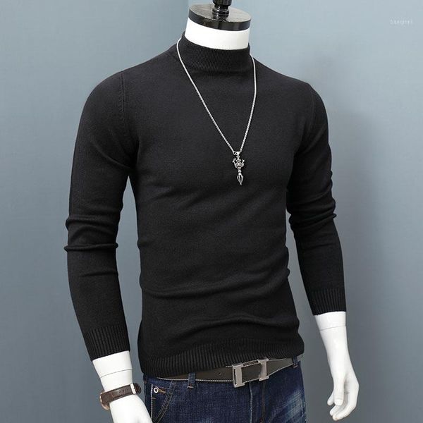 

arcsinx wool sweater men fashion long sleeve fitness pull homme winter solid color slim fit half turtleneck men pullover1, White;black