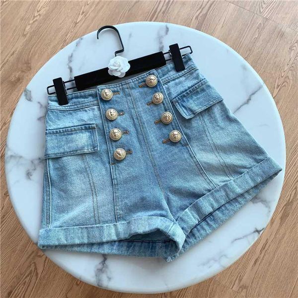 

high street new fashion 2020 designer shorts women's button pockets patchwork denim shorts1, White;black